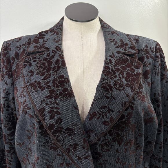 Caslon Size 18W Blazer Jacket Velvet Flocked Floral Indie Whimsigoth Dark Fairy - Picture 10 of 13